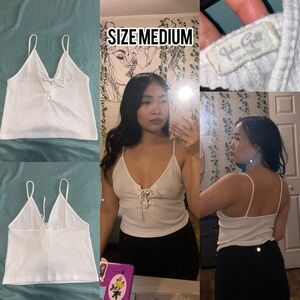 White Lace-Up Tank Top